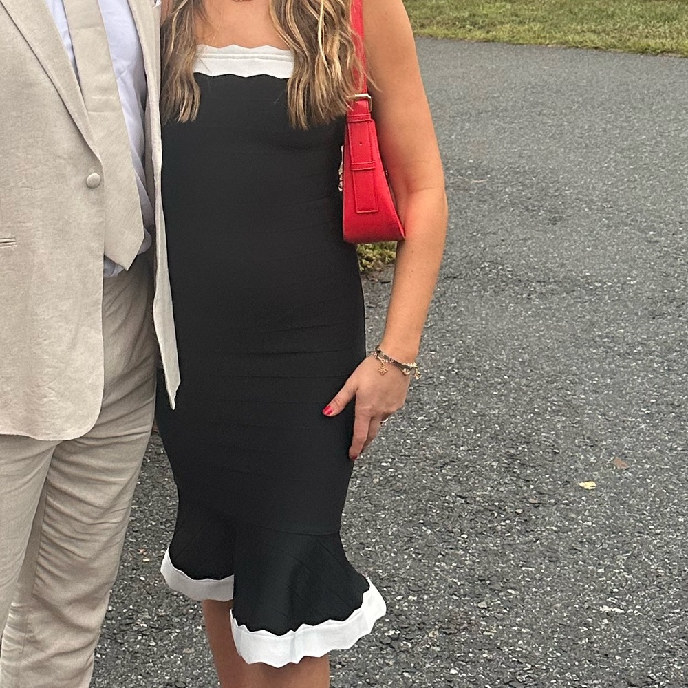Strapless bandage midi dress